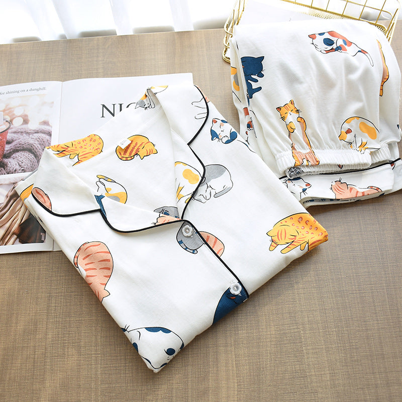 Casual Long-Sleeved Cotton Lounge Set