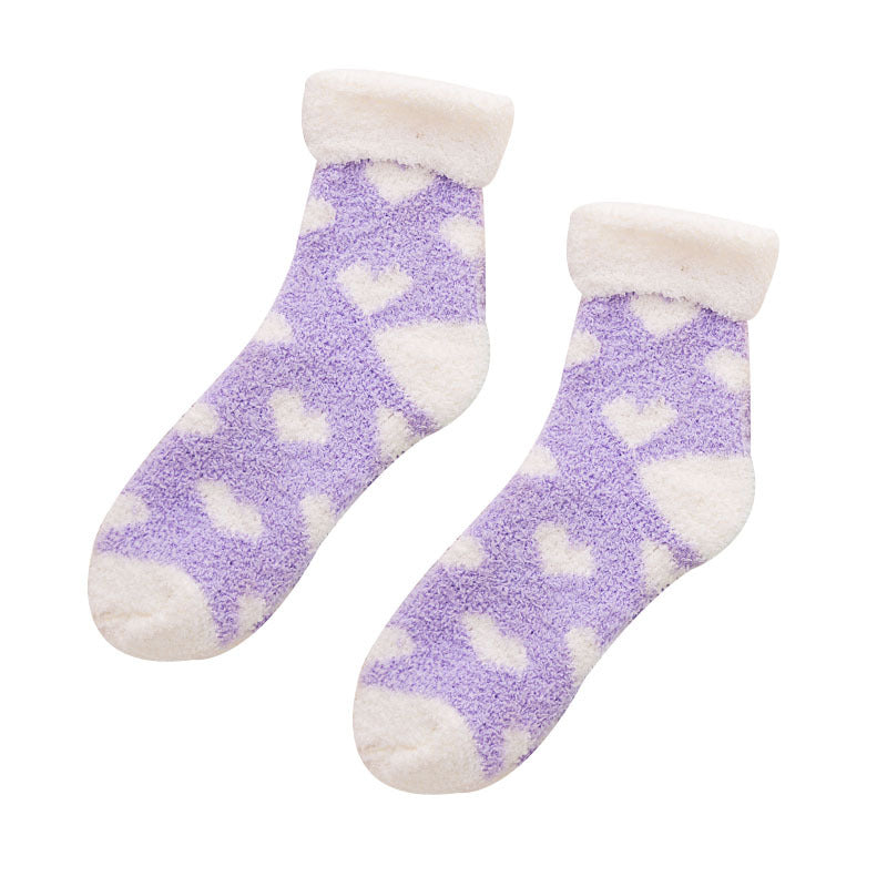 Heart Patterned Cloud Soft Sleep Socks
