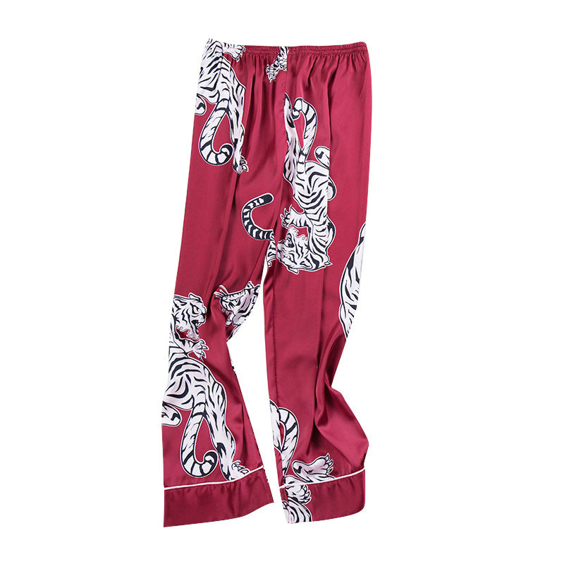 Men's Oriental Pattern Faux Silk Bottoms