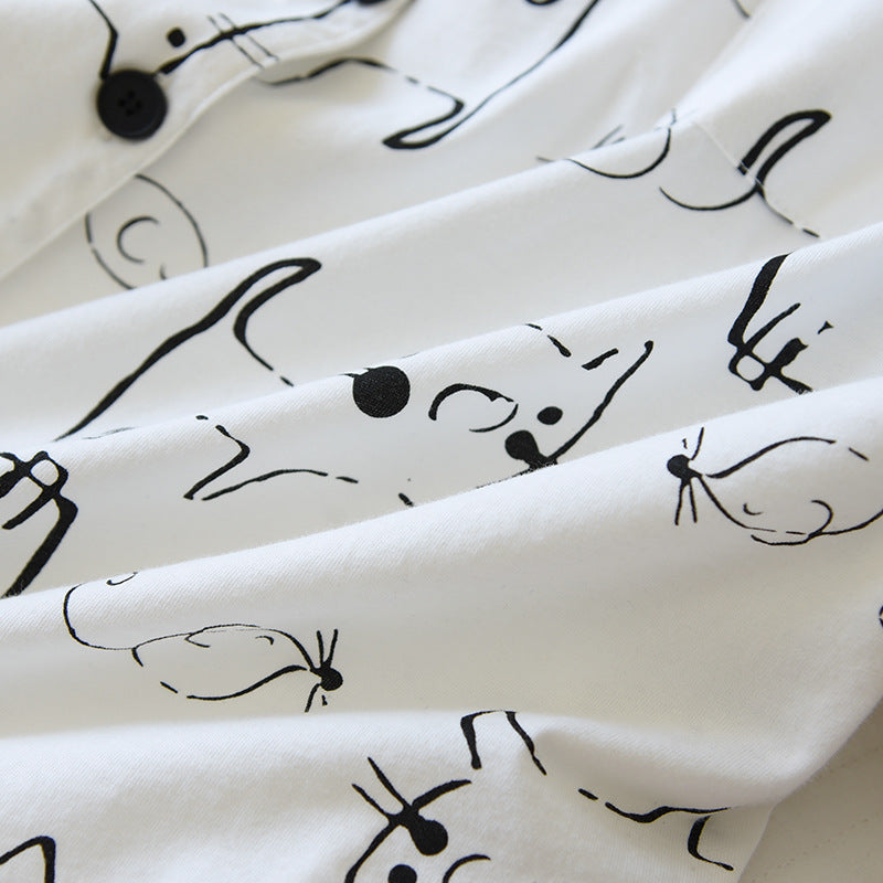 Fun Cat Print Cotton Summer Pyjamas