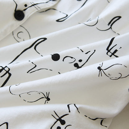 Fun Cat Print Cotton Summer Pyjamas
