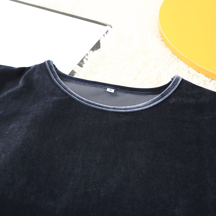 Faux Velvet Short-sleeved Pyjama Suit