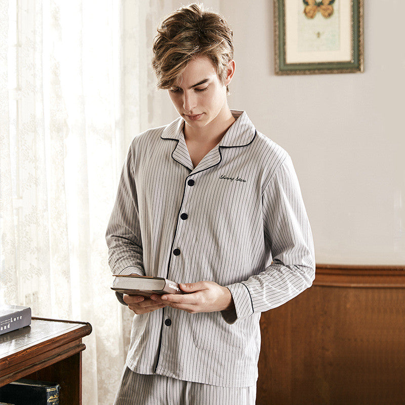 Men's Vertical Stripe Old School Cotton Pajamas