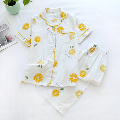 Loose-fit Short-sleeved Cotton Sleep Set