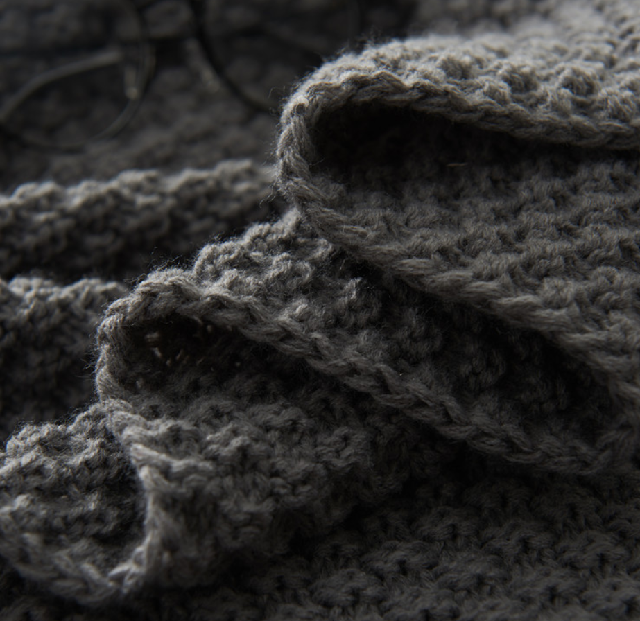 Fringed Knitted Acrylic Blanket