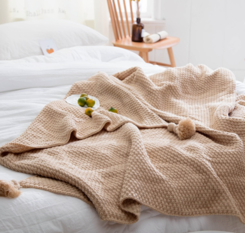 Nordic fringed Wool Knit Blanket