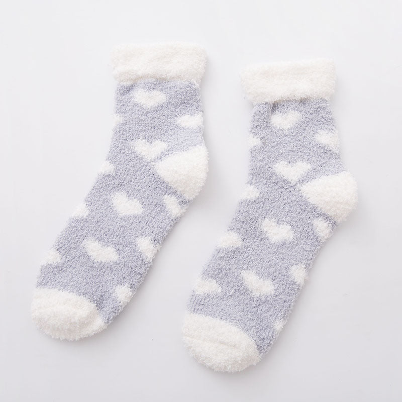 Heart Patterned Cloud Soft Sleep Socks