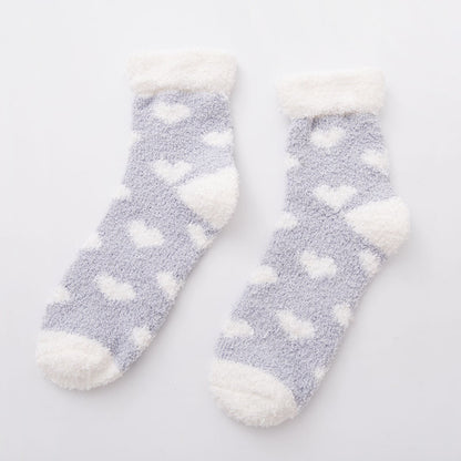 Heart Patterned Cloud Soft Sleep Socks