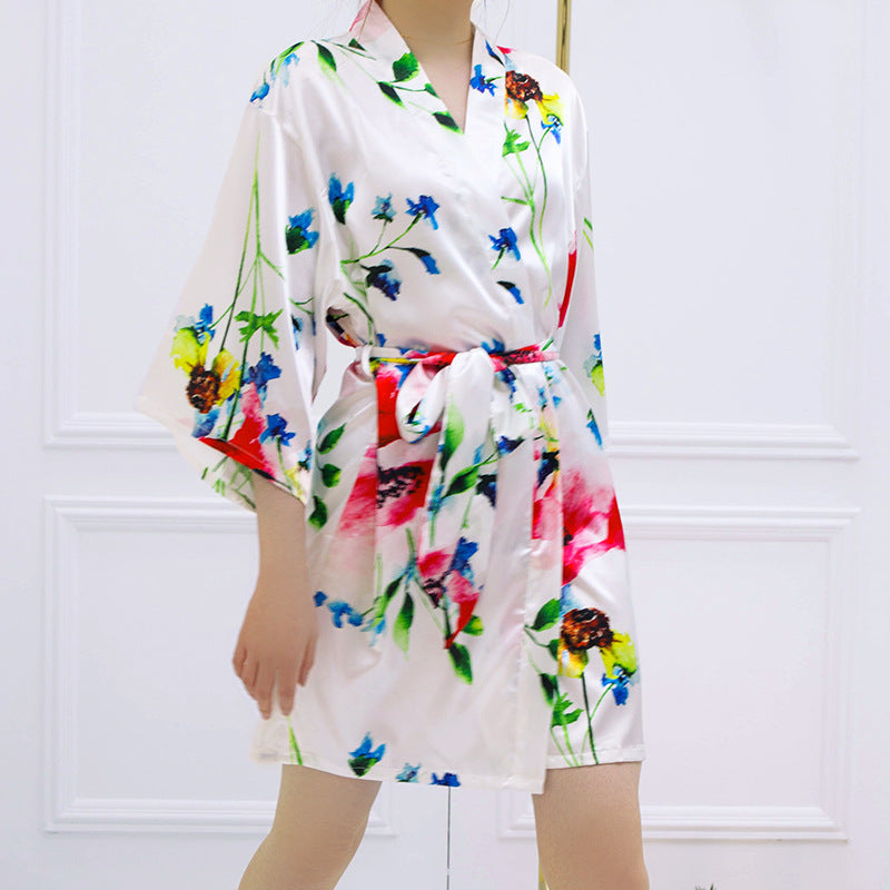 Ice Silk-Feel Thin Summer Robe