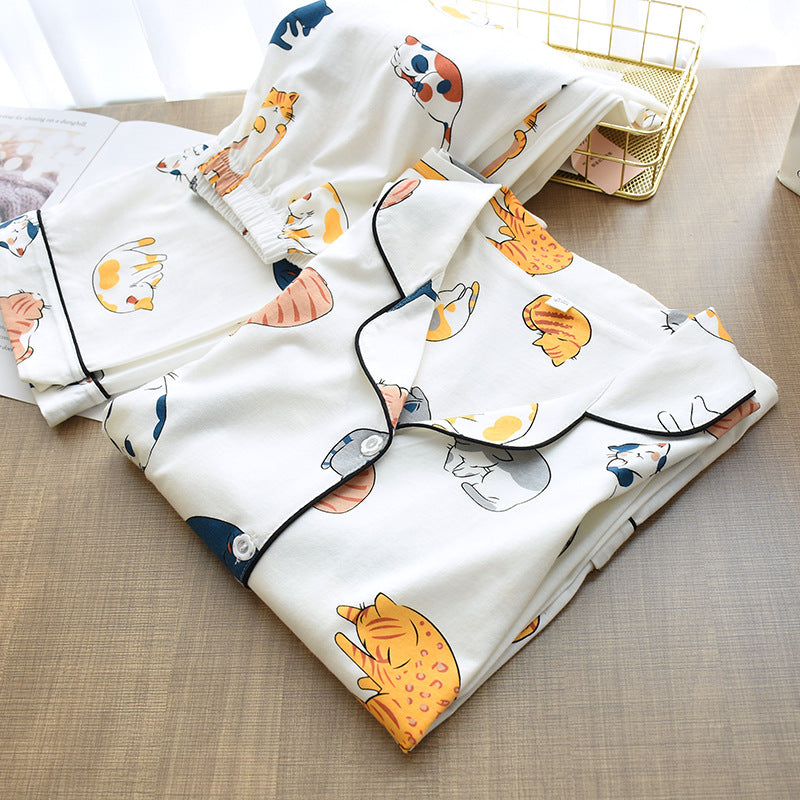 Casual Long-Sleeved Cotton Lounge Set