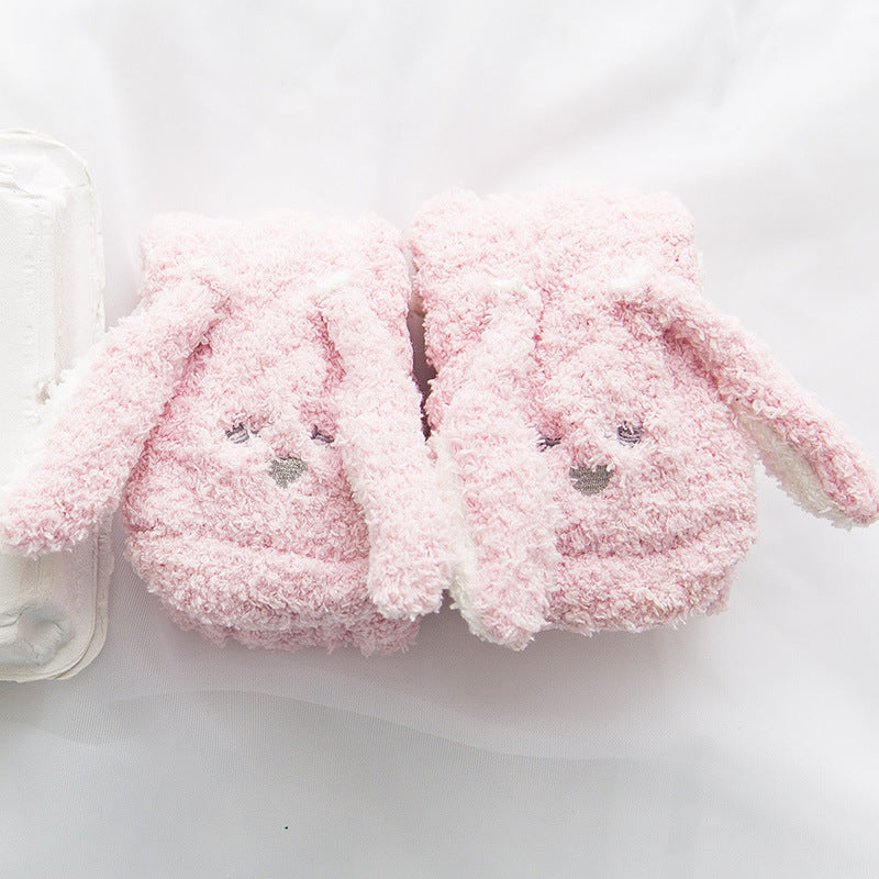 Coral Fleece Cute Face Sleep Socks
