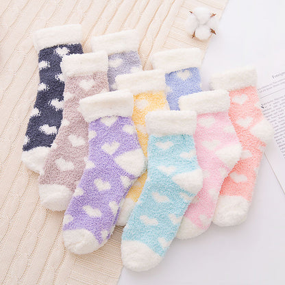 Heart Patterned Cloud Soft Sleep Socks