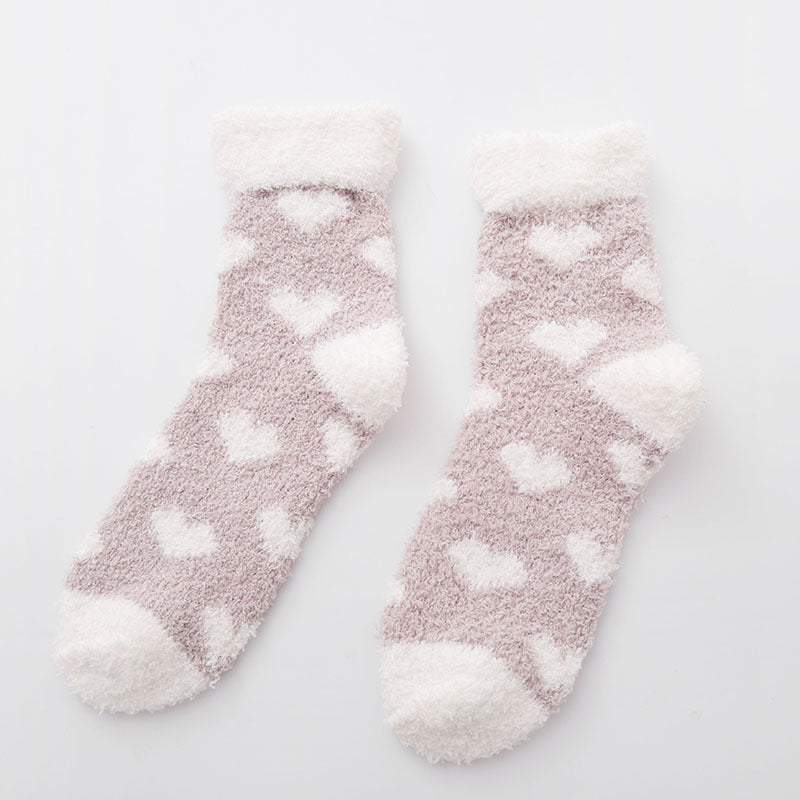 Heart Patterned Cloud Soft Sleep Socks