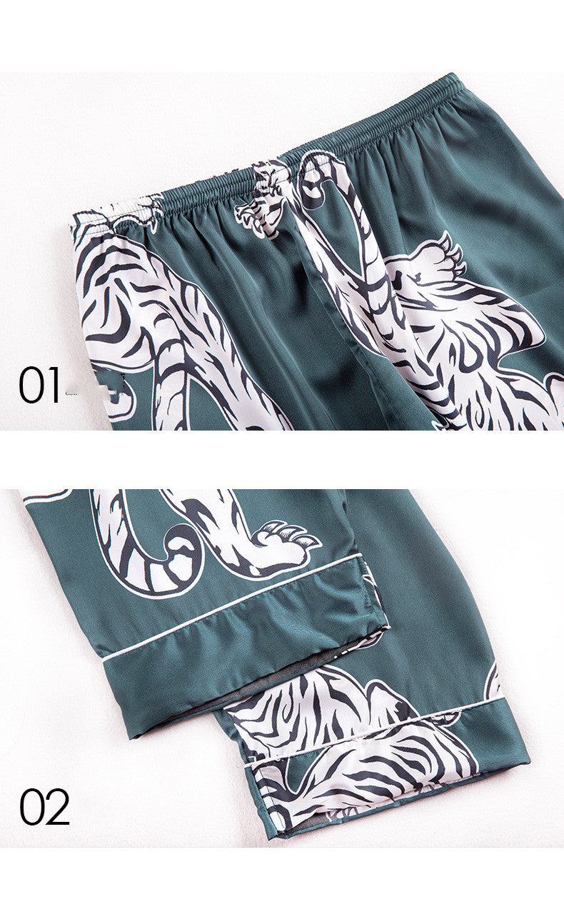 Men's Oriental Pattern Faux Silk Bottoms