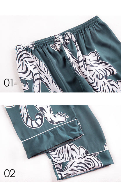 Men's Oriental Pattern Faux Silk Bottoms