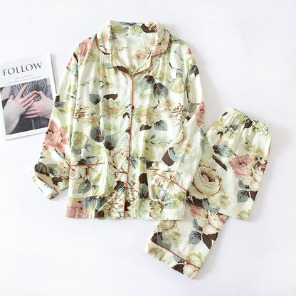 Bold Print Long-Sleeve Faux Silk Pyjamas