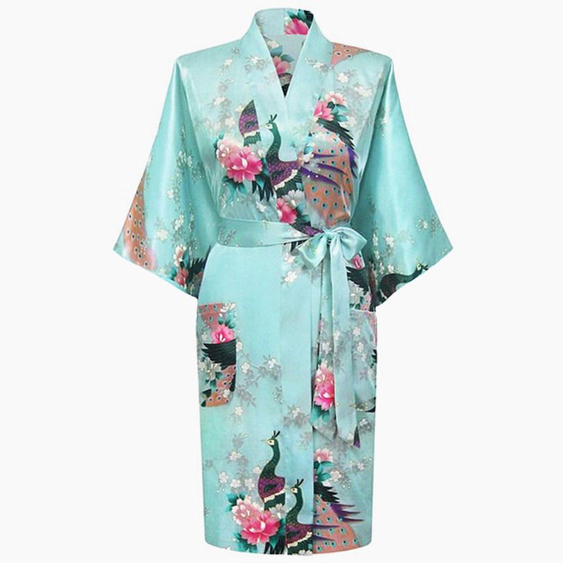 Oriental Flower Print faux Silk Kimono