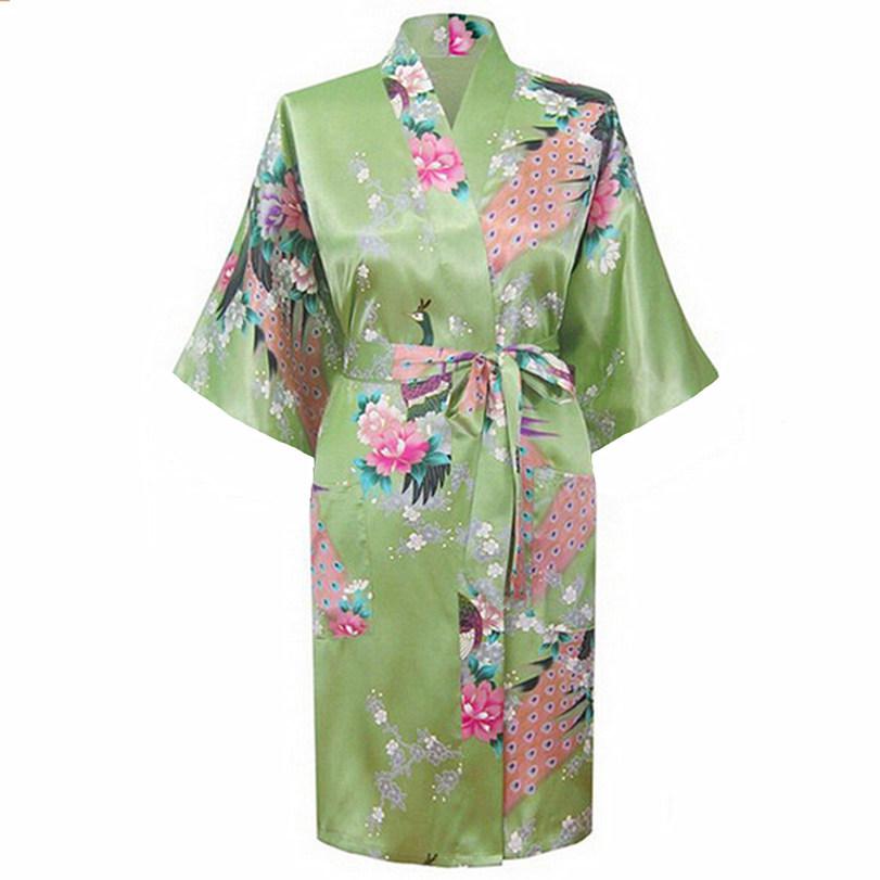 Oriental Flower Print faux Silk Kimono