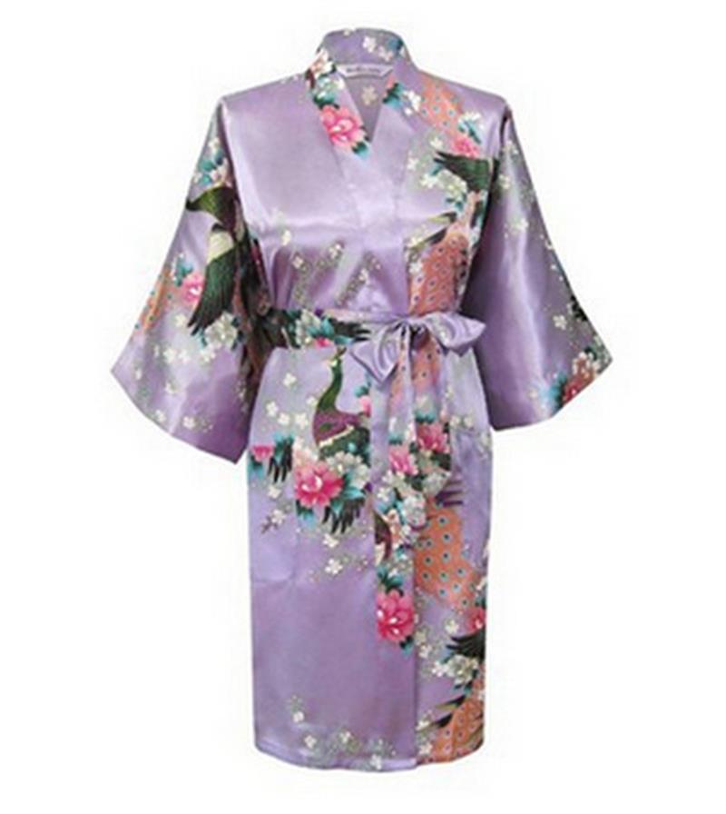 Oriental Flower Print faux Silk Kimono