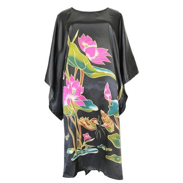 Silk-Feel Cotton Rayon Patterned Summer Robe