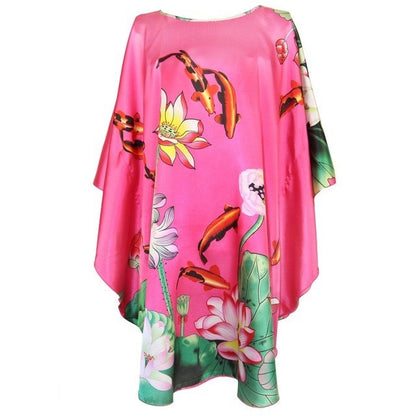 Silk-Feel Cotton Rayon Patterned Summer Robe