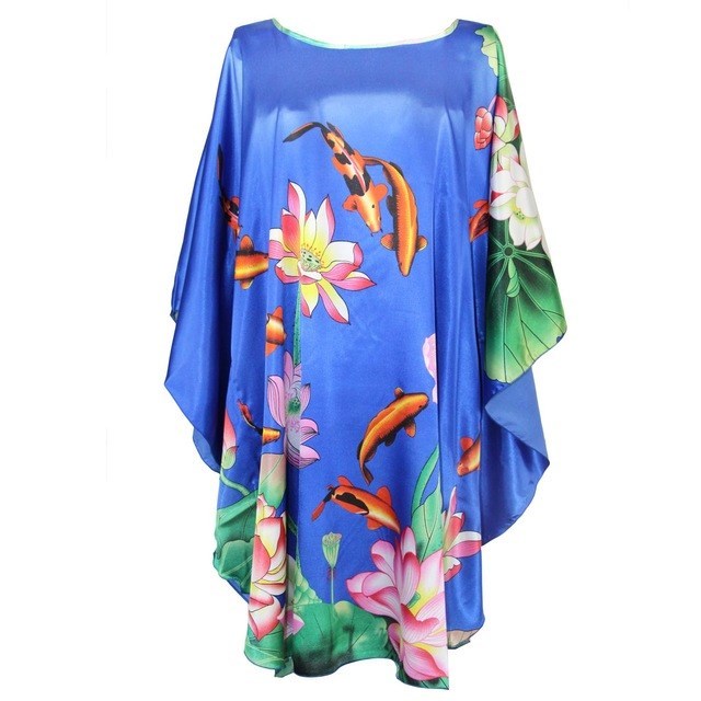 Silk-Feel Cotton Rayon Patterned Summer Robe