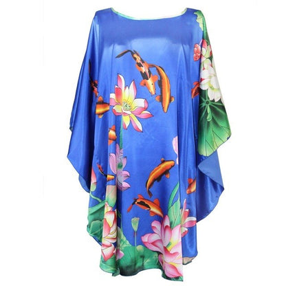 Silk-Feel Cotton Rayon Patterned Summer Robe