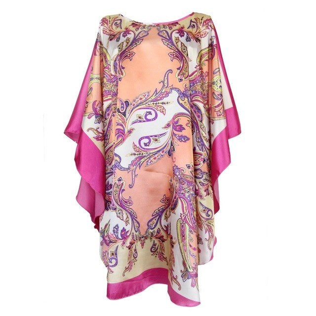 Silk-Feel Cotton Rayon Patterned Summer Robe