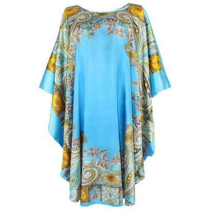Silk-Feel Cotton Rayon Patterned Summer Robe