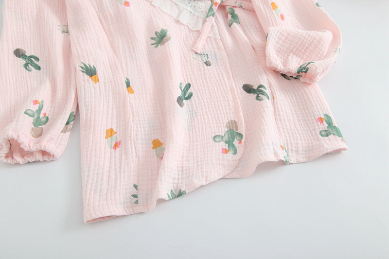 Kimono Style Cotton Gauze Maternal Pyjamas