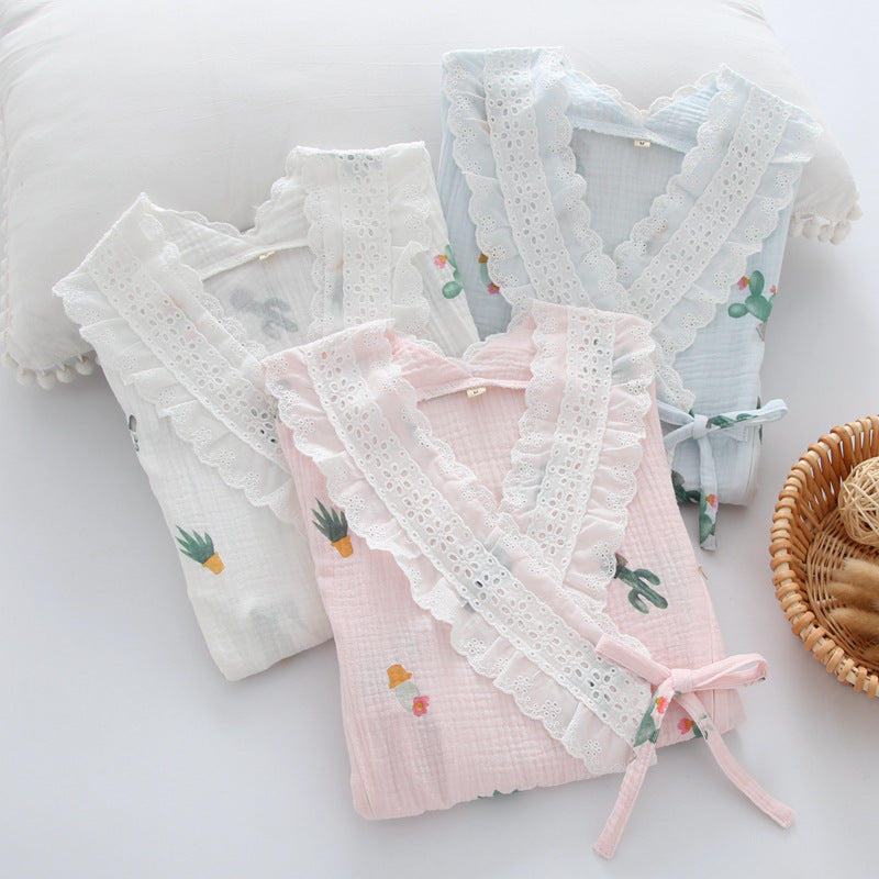 Kimono Style Cotton Gauze Maternal Pyjamas