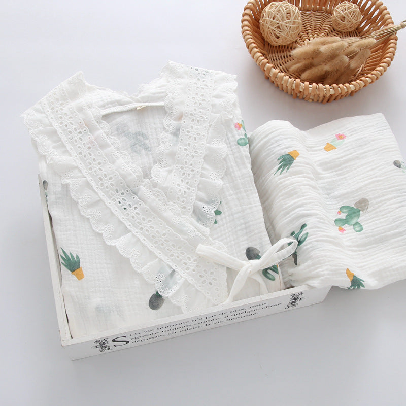 Kimono Style Cotton Gauze Maternal Pyjamas