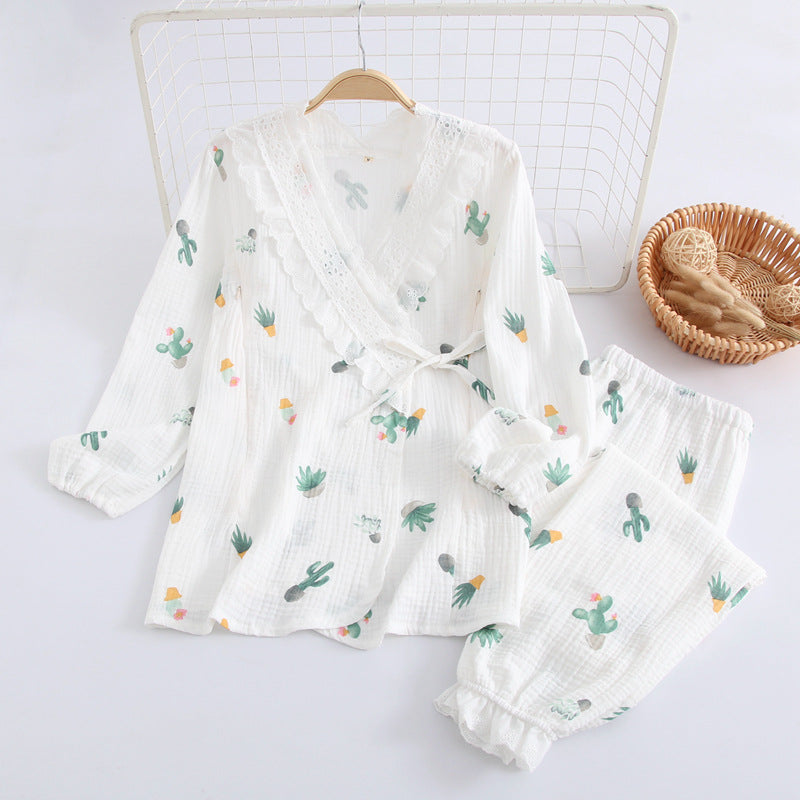 Kimono Style Cotton Gauze Maternal Pyjamas