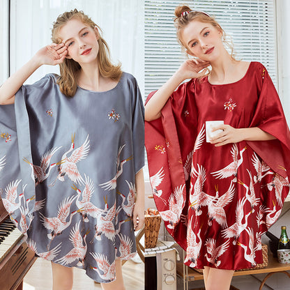 Faux Silk Kimono Style Summer Nightdress