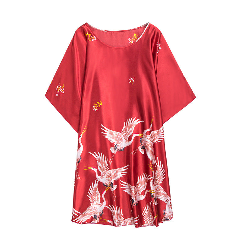 Faux Silk Kimono Style Summer Nightdress