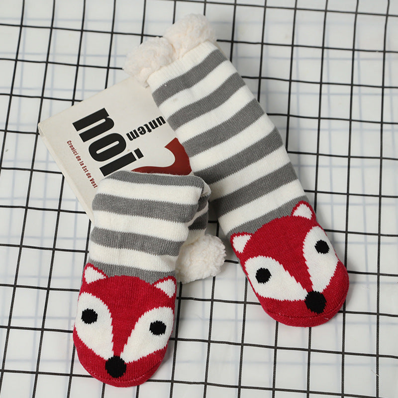 Plush Animal Face Warm House Socks