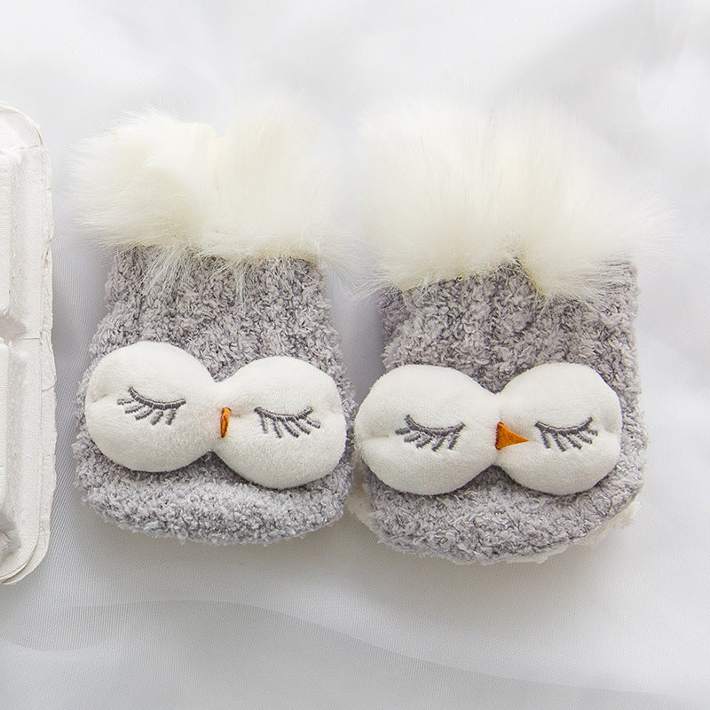 Coral Fleece Cute Face Sleep Socks