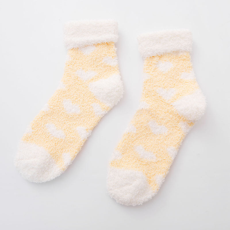 Heart Patterned Cloud Soft Sleep Socks