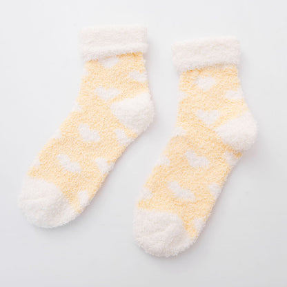 Heart Patterned Cloud Soft Sleep Socks