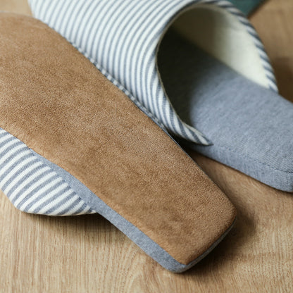 Cotton Striped Soft Sole Men's Slippers