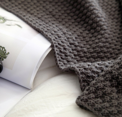 Nordic fringed Wool Knit Blanket