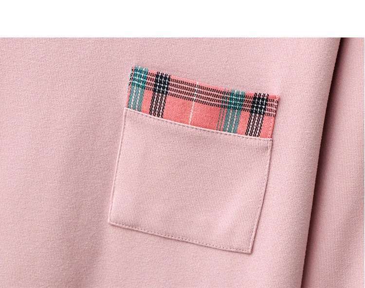 Long Sleeve Round Neck Plaid Pyjama Set