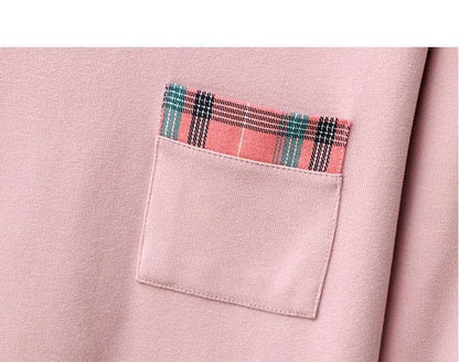 Long Sleeve Round Neck Plaid Pyjama Set