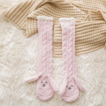 Coral Fleece Cute Face Sleep Socks