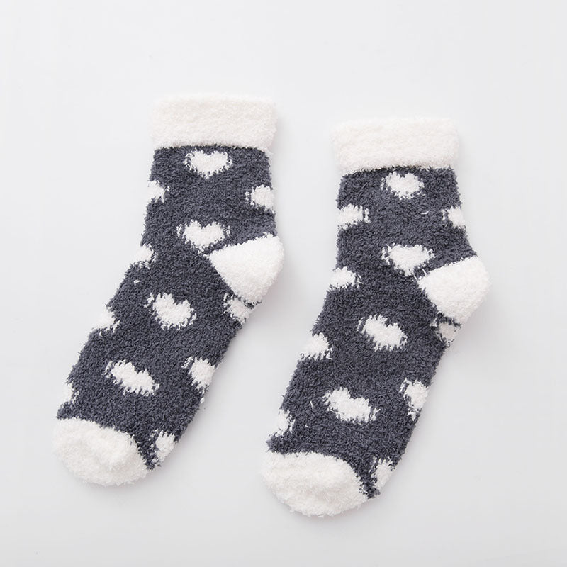 Heart Patterned Cloud Soft Sleep Socks