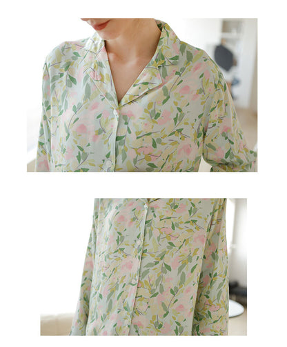 Satin-feel Floral Cotton Sleep Set