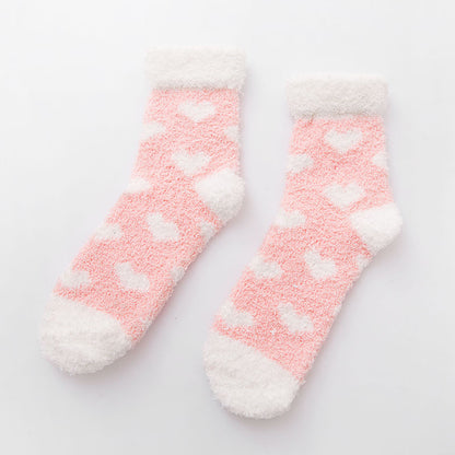 Heart Patterned Cloud Soft Sleep Socks