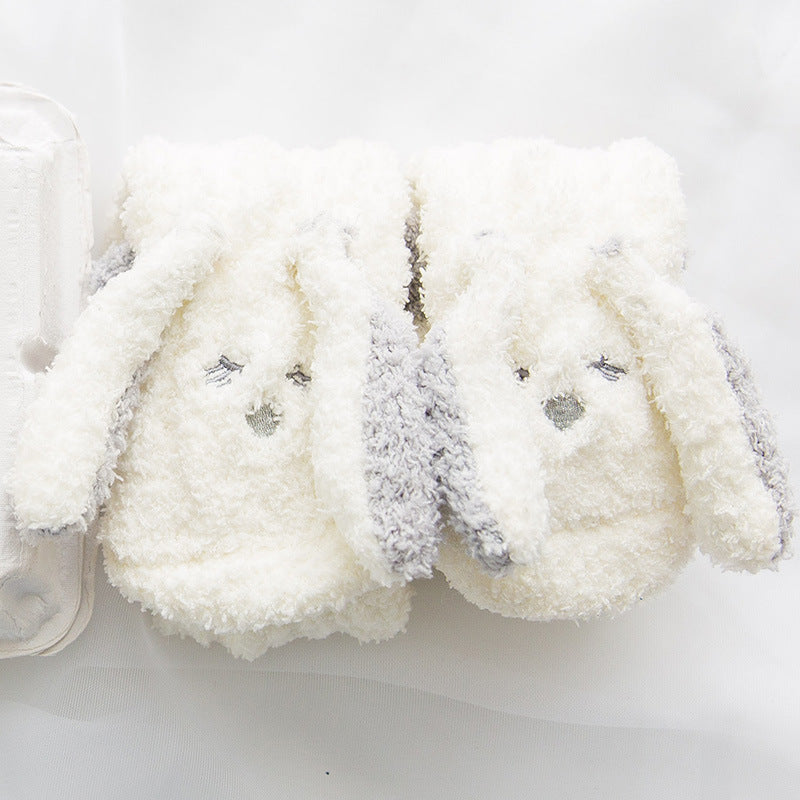 Coral Fleece Cute Face Sleep Socks