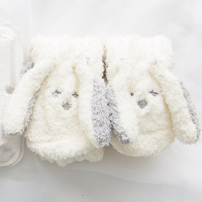 Coral Fleece Cute Face Sleep Socks
