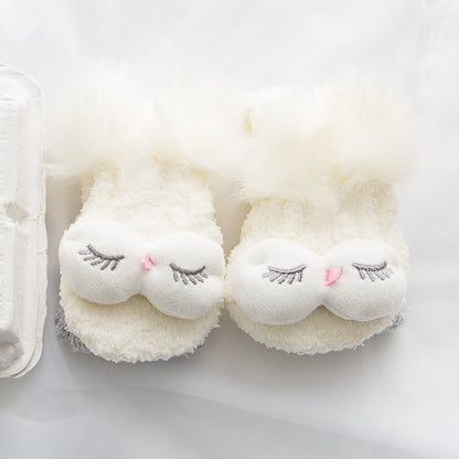 Coral Fleece Cute Face Sleep Socks